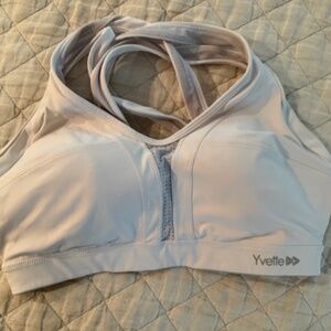 Yvette Power Cross Back Padded Sports Running Bra, White, Size L+ EUC